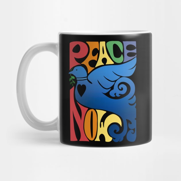 Peace Now Dove And Vintage Rainbow Hippie Design by LittleBunnySunshine